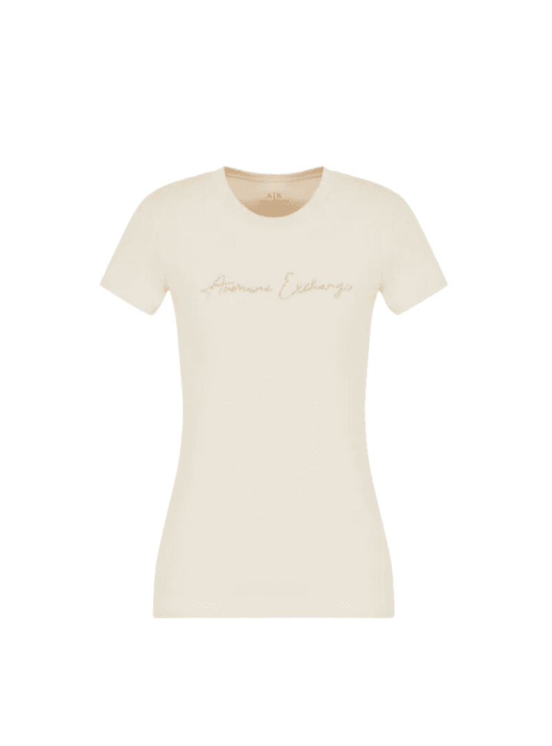 T-shirt con logo glitter