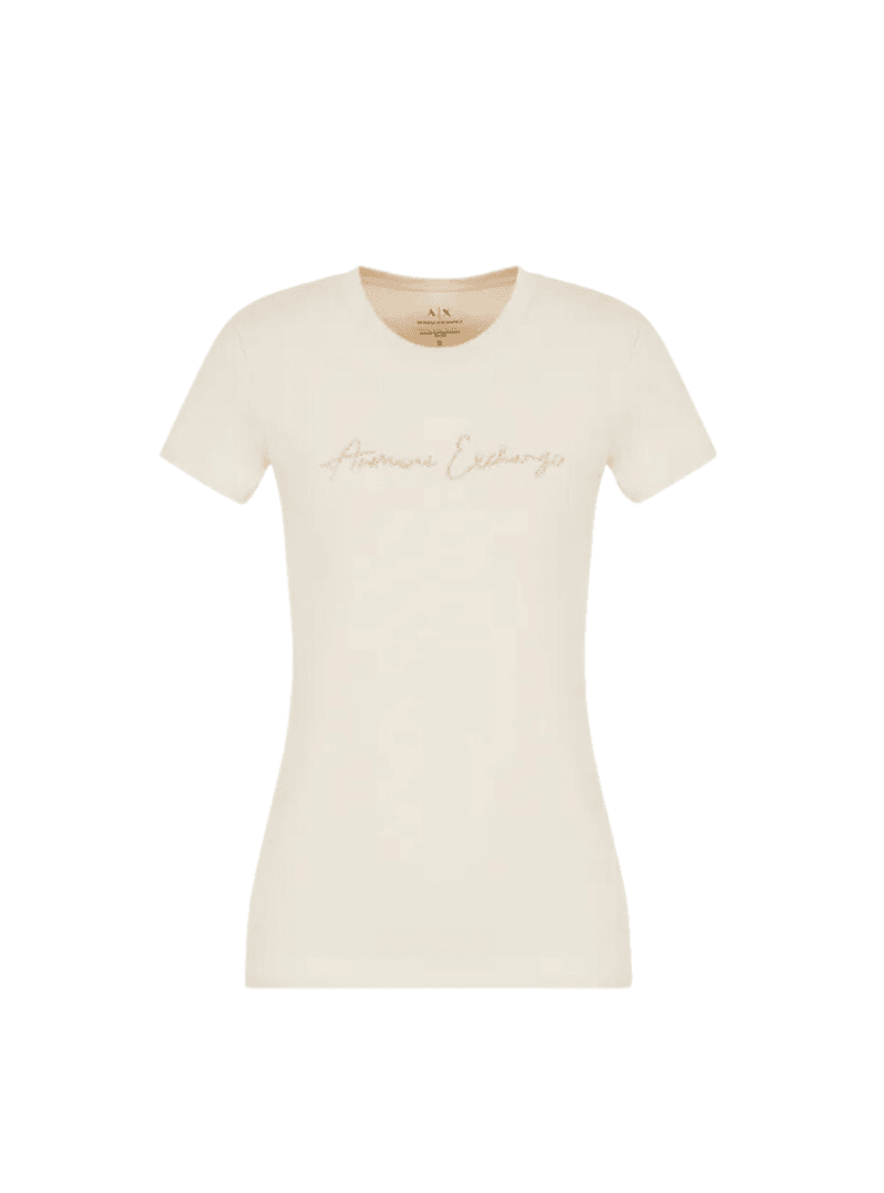T-shirt con logo glitter