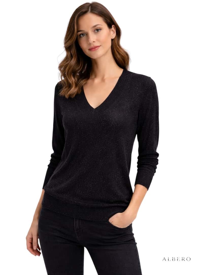 Maglia scollo V lurex