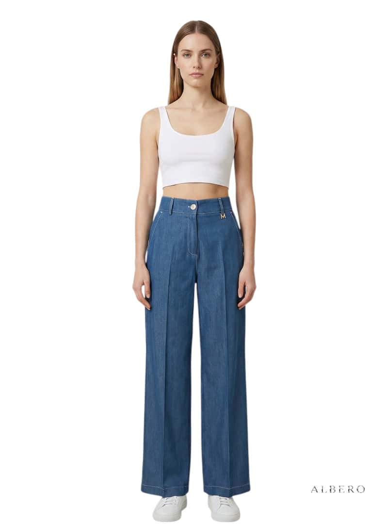 Pantalone palazzo effetto jeans