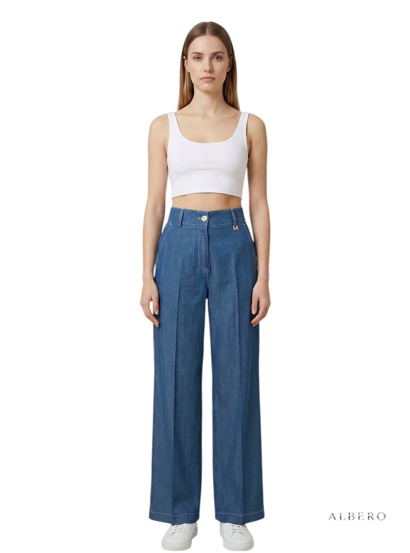 Pantalone palazzo effetto jeans