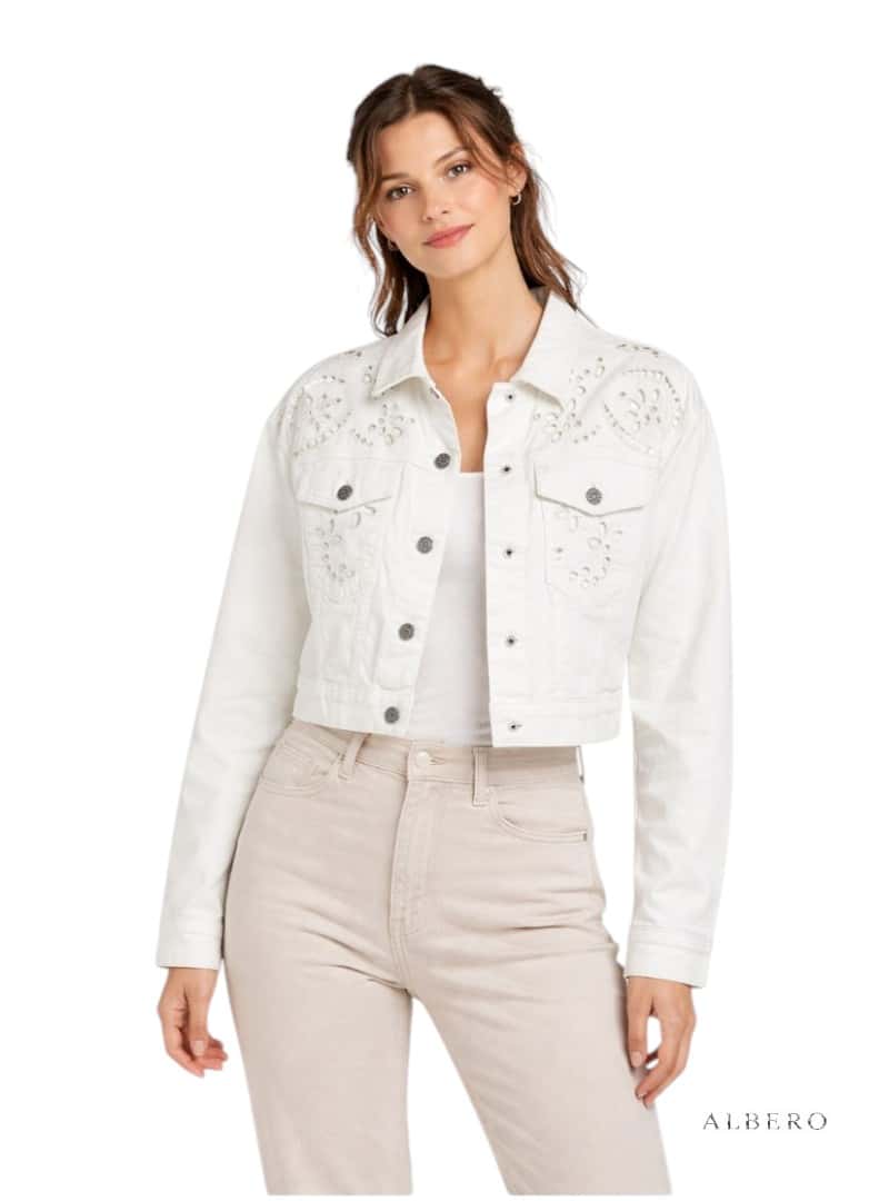 Iris Gabardina Stretch Con Ricamo