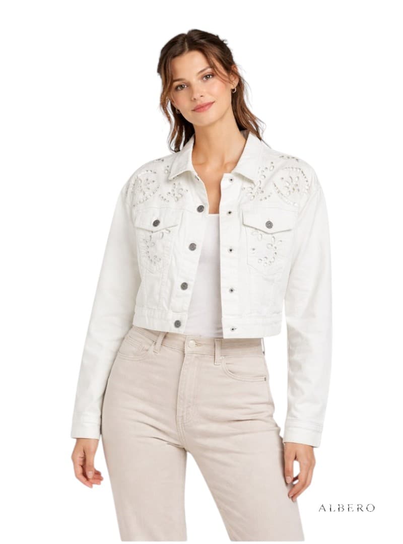 Iris Gabardina Stretch Con Ricamo